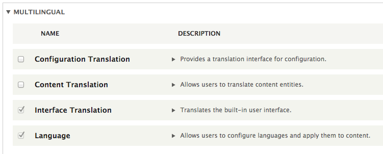 Drupal 8 Multilingual Modules