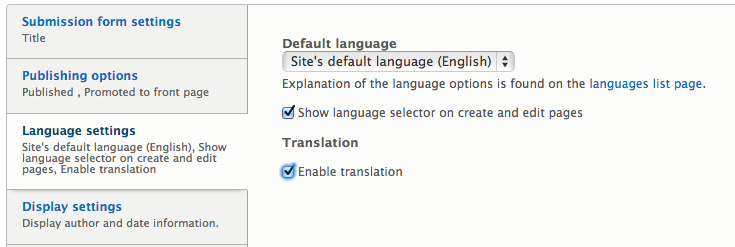 Enable Translation for Content Type